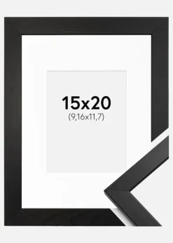 Ramme Stilren Sort 15x20 cm - Passepartout Hvid 4x5 inches