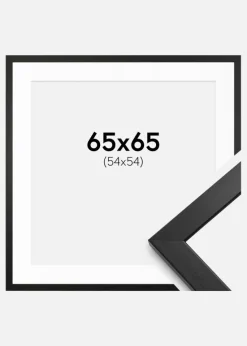 Ramme Stilren Sort 65x65 cm - Passepartout Hvid 55x55 cm