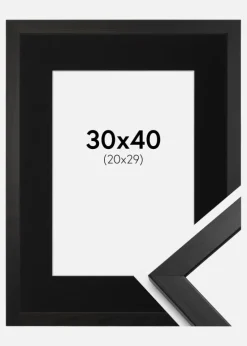 Ramme Stilren Sort 30x40 cm - Passepartout Sort 21x30 cm