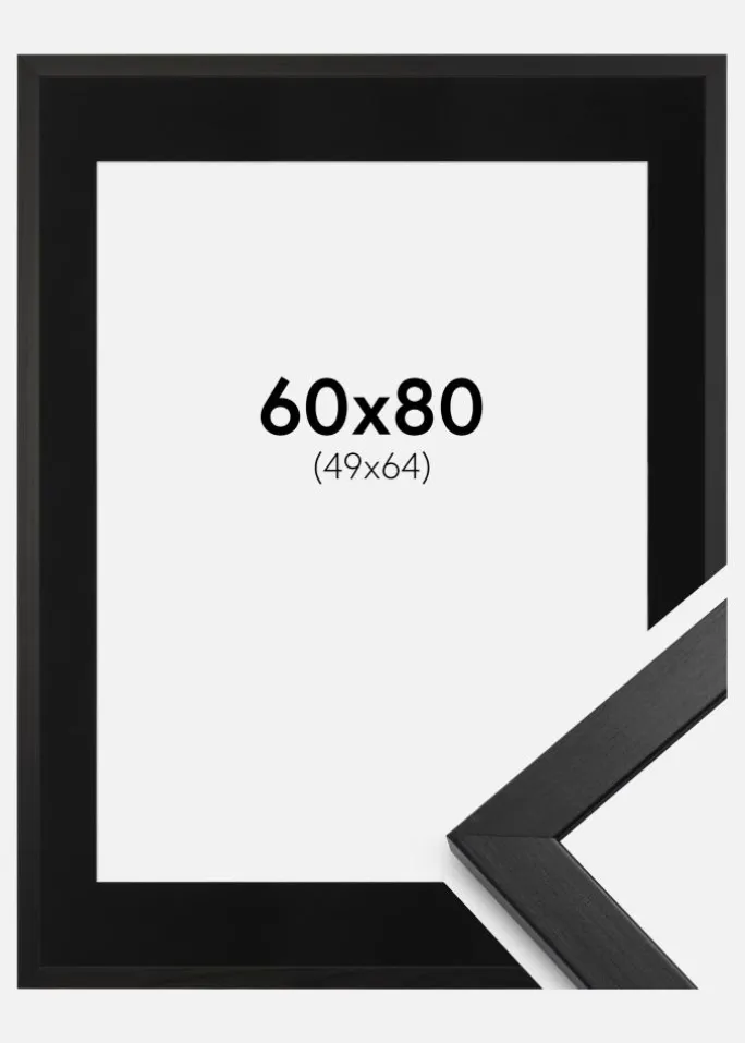 Ramme Stilren Sort 60x80 cm - Passepartout Sort 50x65 cm
