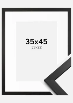 Ramme Stilren Sort 35x45 cm - Passepartout Hvid 24x34 cm