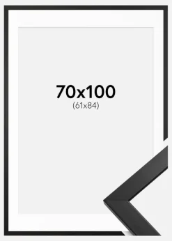 Ramme Stilren Sort 70x100 cm - Passepartout Hvid 62x85 cm