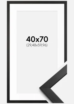 Ramme Stilren Sort 40x70 cm - Passepartout Hvid 12x24 inches