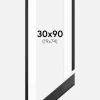Ramme Stilren Sort 30x90 cm - Passepartout Hvid 20x75 cm
