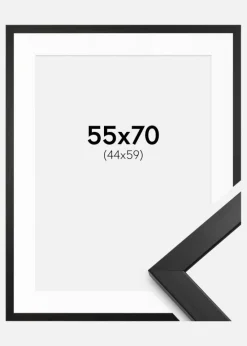 Ramme Stilren Sort 55x70 cm - Passepartout Hvid 45x60 cm