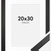 Ramme Stilren Sort 20x30 cm - Passepartout Hvid 15x22 cm