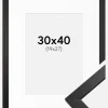 Ramme Stilren Sort 30x40 cm - Passepartout Hvid 20x28 cm