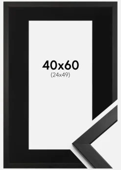 Ramme Stilren Sort 40x60 cm - Passepartout Sort 25x50 cm