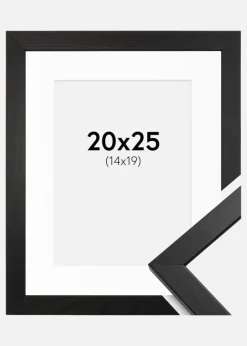 Ramme Stilren Sort 20x25 cm - Passepartout Hvid 15x20 cm
