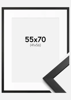 Ramme Stilren Sort 55x70 cm - Passepartout Hvid 42x57 cm