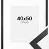 Ramme Stilren Sort 40x50 cm - Passepartout Hvid 28x35 cm