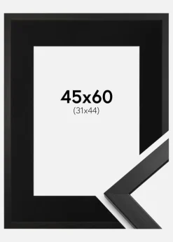Ramme Stilren Sort 45x60 cm - Passepartout Sort 32x45 cm