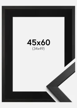 Ramme Stilren Sort 45x60 cm - Passepartout Sort 35x50 cm