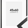 Ramme Stilren Sort 45x60 cm - Passepartout Hvid 12x18 inches
