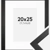 Ramme Stilren Sort 20x25 cm - Passepartout Hvid 5x7 inches