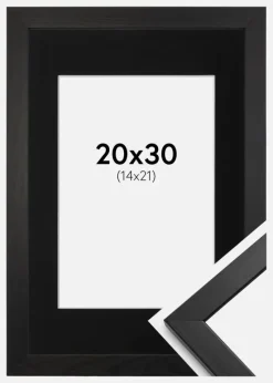 Ramme Stilren Sort 20x30 cm - Passepartout Sort 15x22 cm
