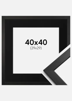 Ramme Stilren Sort 40x40 cm - Passepartout Sort 30x30 cm