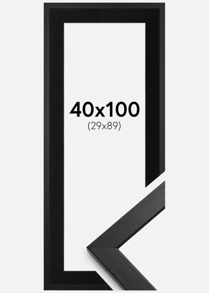 Ramme Stilren Sort 40x100 cm - Passepartout Sort 30x90 cm