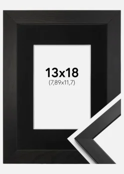 Ramme Stilren Sort 13x18 cm - Passepartout Sort 3,5x5 inches