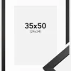 Ramme Stilren Sort 35x50 cm - Passepartout Hvid 25x35 cm