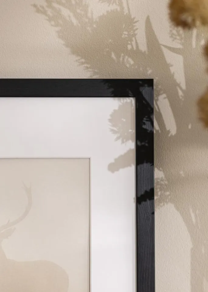 Ramme Stilren Sort 50x60 cm - Passepartout Hvid 15x20 inches