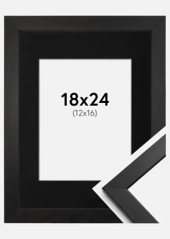 Ramme Stilren Sort 18x24 cm - Passepartout Sort 13x17 cm