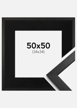 Ramme Stilren Sort 50x50 cm - Passepartout Sort 35x35 cm