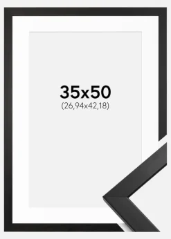 Ramme Stilren Sort 35x50 cm - Passepartout Hvid 11x17 inches