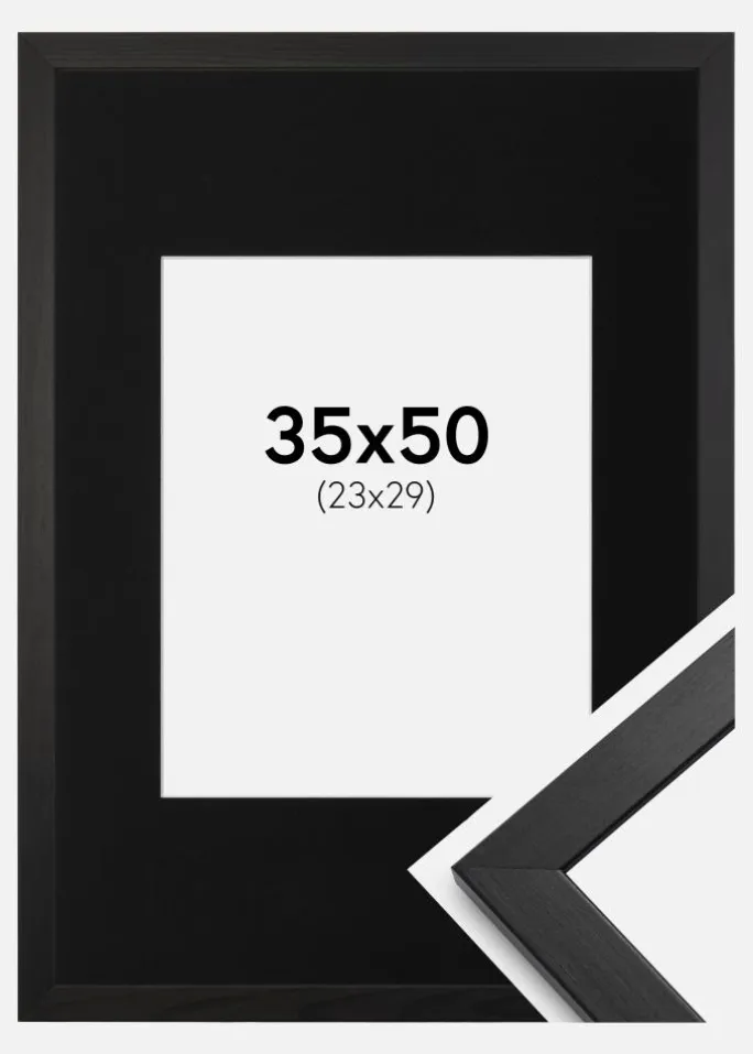 Ramme Stilren Sort 35x50 cm - Passepartout Sort 24x30 cm