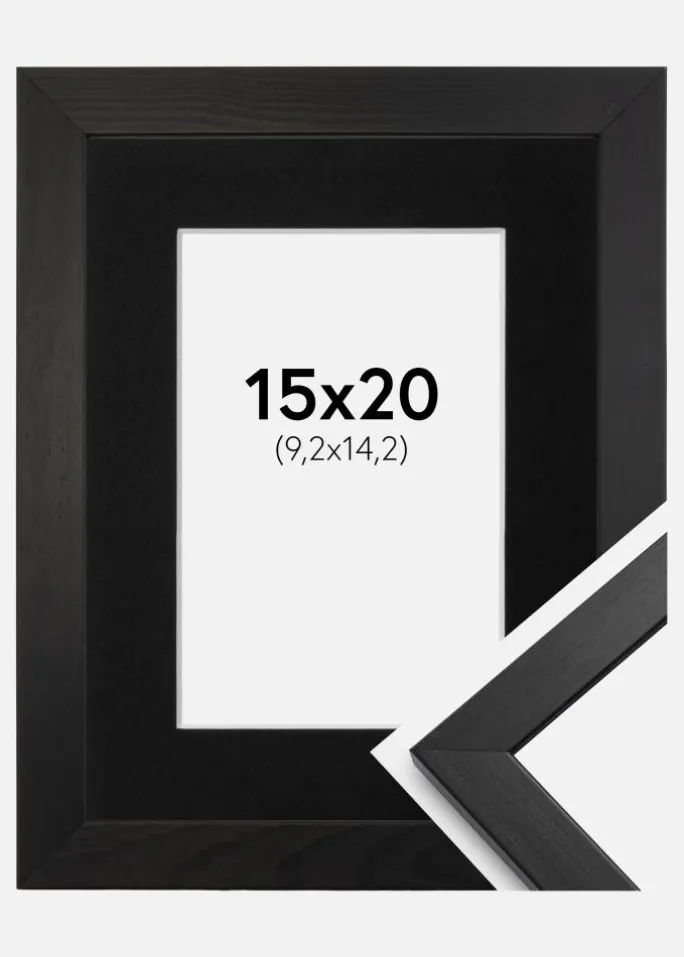 Ramme Stilren Sort 15x20 cm - Passepartout Sort 4x6 inches