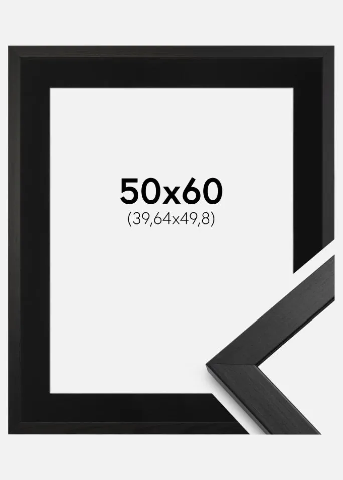 Ramme Stilren Sort 50x60 cm - Passepartout Sort 16x20 inches