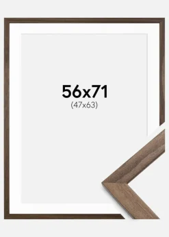 Ramme Stilren Valnød 56x71 cm - Passepartout Hvid 48x64 cm