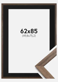 Ramme Stilren Valnød 62x85 cm - Passepartout Sort 20x30 inches (50,8x76,2 cm)