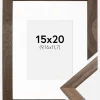 Ramme Stilren Valnød 15x20 cm - Passepartout Hvid 4x5 inches (10,16x12,7 cm)