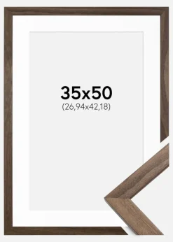 Ramme Stilren Valnød 35x50 cm - Passepartout Hvid 11x17 inches (27,94x43,18 cm)