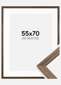 Ramme Stilren Valnød 55x70 cm - Passepartout Hvid 17x23 inches
