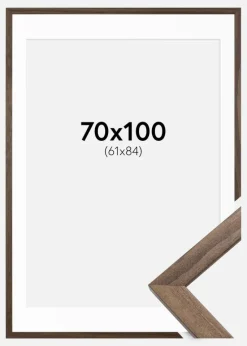 Ramme Stilren Valnød 70x100 cm - Passepartout Hvid 62x85 cm