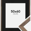 Ramme Stilren Valnød 50x60 cm - Passepartout Sort 37x46 cm