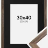 Ramme Stilren Valnød 30x40 cm - Passepartout Sort 21x30 cm