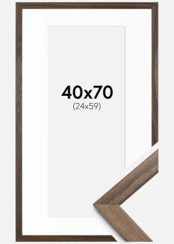 Ramme Stilren Valnød 40x70 cm - Passepartout Hvid 25x60 cm