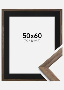 Ramme Stilren Valnød 50x60 cm - Passepartout Sort 16x20 inches (40,64x50,8 cm)
