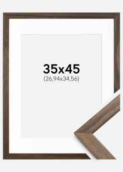 Ramme Stilren Valnød 35x45 cm - Passepartout Hvid 11x14 inches