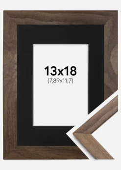 Ramme Stilren Valnød 13x18 cm - Passepartout Sort 3,5x5 inches (8,89x12,7 cm)