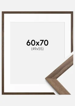 Ramme Stilren Valnød 60x70 cm - Passepartout Hvid 50x56 cm