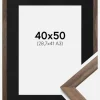 Ramme Stilren Valnød 40x50 cm - Passepartout Sort 29,7x42 cm (A3)