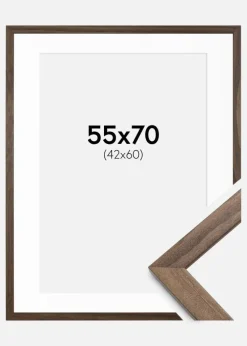 Ramme Stilren Valnød 55x70 cm - Passepartout Hvid 43x61 cm