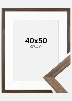 Ramme Stilren Valnød 40x50 cm - Passepartout Hvid 30x40 cm