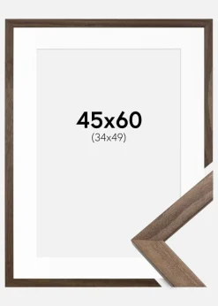 Ramme Stilren Valnød 45x60 cm - Passepartout Hvid 35x50 cm