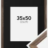 Ramme Stilren Valnød 35x50 cm - Passepartout Sort 24x30 cm