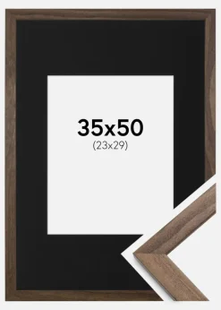 Ramme Stilren Valnød 35x50 cm - Passepartout Sort 24x30 cm